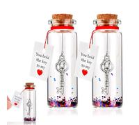 Pack of 2 Love Gifts for Her, Gift for Lover, Valentine's Day Gift, Decorative Baubles Anniversary Gift (You Hold The Key to My Heart, Love Bottle)