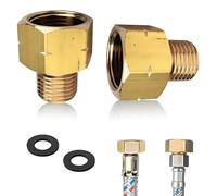 Pack of 2 LPG adapters, gas hose 3/8, gas adapter, gas cartridges, screw valve adapter, gas connection adapter, gas hose connector, brass, 1/4 to 3/8