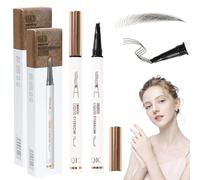 Pack of 2 Magic Microblading Eyebrow Pencil with 4 Micro Fork Tips, Microblading Eyebrow Pencil, Waterproof, Durable, Natural, Finer, Provides Natural Looking, Defined Eyebrows