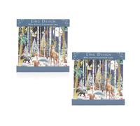 Pack of 2 Magical Forest Christmas Advent Calendar Greetings Cards | Christmas Greetings Cards with Envelope | Door Advent Calendars - 15.5cm