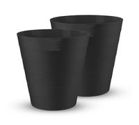 (Pack of 2) MantraRaj Black Plastic Waste Paper Bin 6L Round Waste Basket Trash Can Lightweight Rubbish Bin Open-Top Design