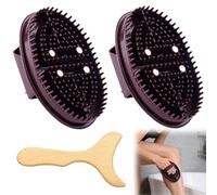 Pack of 2 Massage Brush with Natural Beech Wood Gua Sha, Professional Meridian Brush, Gua Sha Body, Massage Brush Body, Full Body Cellulite Massage for Waist, Abdomen, Head, Leg the Whole