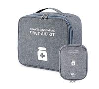 Pack of 2 Medicine Bag, Medicine Bag, Large Capacity Emergency Bag, Empty Waterproof First Aid Bag, Portable Carrier Bag, Travel Pharmacy Bag, First, for Home Office, Travel, Outdoor (Grey)