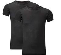 Pack of 2 Men's Extreme Hot 0.45 TOG - Thermal Underwear Short Sleeve Vest Size S-XXL | Mens Winter Warm Cotton T Shirt Vest Thermal Top for Men (Black, XXL)