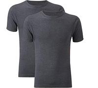 Pack of 2 Men's Extreme Hot 0.45 TOG - Thermal Underwear Short Sleeve Vest Size S-XXL | Mens Winter Warm Cotton T Shirt Vest Thermal Top for Men (Charcoal, Large)