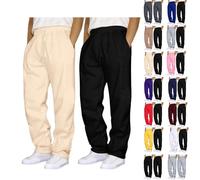 Pack of 2 Men's Joggers Mens Jogging Sweatpants with Drawstring Solid Tracksuits Bottoms Straight Wide Leg Casual Trousers for Mens UK Gym Sports Activewear Lounge Pants Soft Baggy Trouser