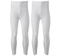 Pack of 2 Men's Thermal Trousers Long Johns Warm Underwear Baselayer, S M L XL XXL Thermals (2XL, White)