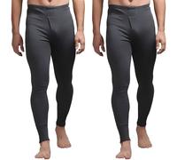 Pack of 2 Mens Thermal Underwear Bottoms Long Johns Winter Warm Cotton Small/Medium/Large/X Large/XX Large Brushed Inside Soft Base Layer (M, Charcoal Grey)