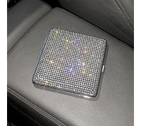 Pack of 2 Metal Cigarette Case for 20 Cigarettes, Women's Elegant Glitter Rhinestone Cigarette Case Cigarette Box with Elastic Band Cigarette Case Cigarette Box Cigarette Box for Men Women Silver