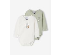 Pack of 2 Miffy long-sleeved newborn bodysuits aqua green