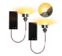 Pack of 2 Mini LED Dollhouse Lamps, Warm White, 3 V LED, AA Battery Holder with Switch, 25 cm Cable, Miniature Lighting Accessories for DIY Model House and Micro House (Beam Angle: 150°)