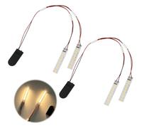 Pack of 2 Miniature LED Lights for Dollhouses, 8-LED House Lighting with Battery Holder, 7.5 cm Warm White with Cable 35 cm, Double LED Panel for Model Making Lighting, Model Railway Lighting