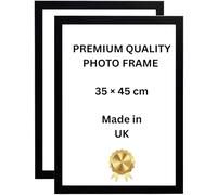 Pack of 2 Modern Black Photo Frame 35 x 45 cm - 2 Pack with HD Acrylic Cover, Durable MDF Back, Wall Mount Hooks - Perfect for Home, Office & Gallery