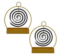 Pack of 2 Mosquito Spiral Holder, Iron Incense Spirals Holder with Hanging Ring, Mosquito Spiral Container, Creative and Simple for Home, Outdoor, Office (Round)