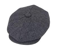 Pack of 2 'Newsboy Cap Baker Boy Hat Flat Caps - 8 Panel Peaky, Tweed Gatsby Hat, Compact Grey Herringbone, L