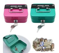 Pack of 2 Nizirioo Cash Boxes with Slot Lockable Storage Box: Lockable Small Cash Box with Key Mini Bank Made of Metal for Children and Adults for Collecting