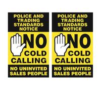 Pack of 2 - No Cold Calling Door Signs - Size 80mm x 100mm - Self Adhesive Vinyl Sticker - Helps to Stop uninvited Sales callers