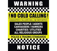 Pack of 2 NO COLD CALLING Sign 100 mm x 120 mm Self Adhesive Waterproof Vinyl Stickers
