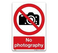 Pack of 2 No photography Sign - A5 Self-adhesive Vinyl Sticker - Prohibition Safety Information