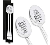 Pack of 2 Nutella Spoons, Nutella Gift Spoon, Dessert Spoon, Silver Engraved Spoon, Wedding Gift, Suitable for Anniversaries, Valentine's Day or as a Gift (Spoon Not Accepted Made to Measure)