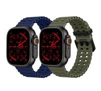 Pack of 2 Ocean Silicone Bracelet - Compatible with Apple Watch Ultra 2/Ultra Strap 49 mm 46 mm 45 mm 44 mm, Soft Silicone Sports Bracelets for iWatch Ultra 2, iWatch Ultra Series 10 SE/9/8/7/6/5/4/3