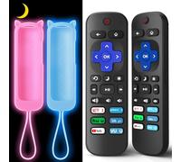(Pack of 2) ONEBOM Replacement Remote for Roku TV with Soft Protective Silicone Cover(Glow in The Dark), Universal Remote for TCL/Onn/Hisense/Sharp/Element/Philips Roku Smart TV
