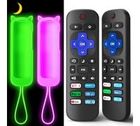 (Pack of 2) ONEBOM Replacement Remote for Roku TV with Soft Protective Silicone Cover(Glow in The Dark), Universal Remote for TCL/Hisense/Onn/Sharp/Philips/Element Roku Smart TV