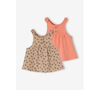 Pack of 2 organic cotton tank tops coral