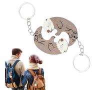 Pack of 2 Otter Key Chains Wooden Partner Keyring, Animal Couple Keyring, Otter Gift, Couple Key Ring for Couples, Friendship Otter Motif, Guardian Angel Key Ring, multicoloured, konventionell