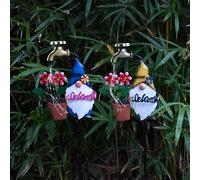 Pack of 2 Outdoor Gnome Solar Garden Water Faucet Ground Warm Light Obasyhig Blue One Size