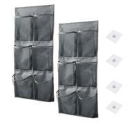 Pack of 2 Over the Door Organiser for Shoes, with Hooks, Over the Door Shoe Organiser, with 6 Pockets, Shoe Storage Hanging Space-Saving, Shoe Storage Organiser, for Bedroom, Living Room, Bathroom,