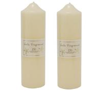 Pack of 2 Overdipped 150-Hour Vanilla Scented Pillar Votive Wax Candles Cream | Decorative Ivory Cream Church Candles - 24 x 7cm