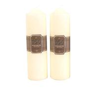 Pack of 2 Overdipped White Church Pillar Style Candles. 150hrs Burn Time Each