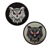 Pack of 2 Owl Badges Tactical Military Patch - Owls Owl Animals Patch Emblem with Hook and Loop - Embroidered Fabric Tape Patch for Backpacks, Clothing, Uniforms, Vests