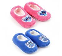Pack of 2 Pairs of Girls' Slippers - Disney Lilo & Stitch | Fur Lined Sherpa Interior | Warm and Non-Slip Cocooning | Fleece & Flannelette 3D | Sizes 27/30, 31/34, 35/38, 0214x2abs, 31/34 EU