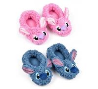 Pack of 2 Pairs of Girls' Slippers - Disney Lilo & Stitch | Fur Lined Sherpa Interior | Warm and Non-Slip Cocooning | Fleece & Flannelette 3D | Sizes 27/30, 31/34, 35/38, 3684x2abs, 31/34 EU