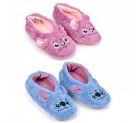 Pack of 2 Pairs of Girls' Slippers - Disney Lilo & Stitch | Fur Lined Sherpa Interior | Warm and Non-Slip Cocooning | Fleece & Flannelette 3D | Sizes 27/30, 31/34, 35/38, 0113x2abs, 31/34 EU