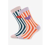 Pack of 2 pairs of socks heart/stripes ewers for girl multicoloured