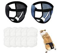 Pack of 2 Panties for Dogs, Heat Trousers, Dog Reusable, Dog Panties with 10 Sanitary Pads, Adjustable Protective Trousers for Dogs, Washable Protective Trousers, Black and Blue, L