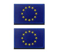 Pack of 2 PCS Tactical EU Flag Patch - Blue European Union Patch- Hook & Loop Embroidered Fastener-Team Work Uniform Clothes Bags Cap Vest Dog Harness Sew on Military Emblem Patches