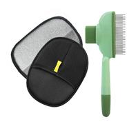 Pack of 2 Pet Hair Remover Fur Magnet Glove and 1 x Self-Cleaning Flea Comb for Cats, Grooming Brush for Pets, Reusable Gloves, Double-Sided Pet Hair for Cats