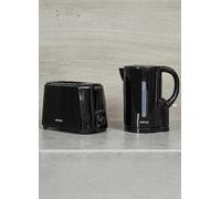 Pack of 2 Pifco Essentials Black 1.7Lt Kettle & 2 Slice Toaster by Haden Black