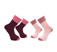 Pack of 2 Pink Merino Wool 2.4 TOG Thermal Hiking Socks - Warm, Moisture-Wicking Boot Socks for Winter, Running & Outdoors