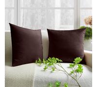 (Pack of 2, Plain Brown Cushions) Velvet Cushion Covers Soft Luxury Embossed Stripe Quilted Cushions Pack of 1,2 & 4