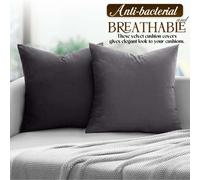 (Pack of 2, Plain Charcoal Cushions) Velvet Cushion Covers Soft Luxury Embossed Stripe Quilted Cushions Pack of 1,2 & 4
