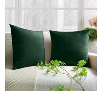 (Pack of 2, Plain Dark Green Cushions) Velvet Cushion Covers Soft Luxury Embossed Stripe Quilted Cushions Pack of 1,2 & 4