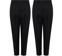 Pack of 2 Plain Formal Ladies Black Trousers for Work | Pull on Elasticated Waist Trousers for Women UK | Durable Multiple Sizes Trouser Ideal for Different Uses