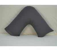 Pack of 2 Plain Poly-Cotton Back & Neck Support V Shaped Pillowcase Orthopaedic/Pregnancy/Nursing Pillow Case Pair- Available in 25 Colours 74 x 34cm (Charcoal)
