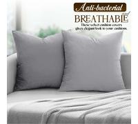 (Pack of 2, Plain Silver Cushions) Velvet Cushion Covers Soft Luxury Embossed Stripe Quilted Cushions Pack of 1,2 & 4