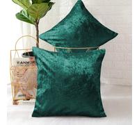 (Pack of 2, Plain Velvet Filled Cushion Green) Luxury Cushion Covers Sofa Chair & Bed Cushions Filled Velvet Cushions Pack Of 2 & 4